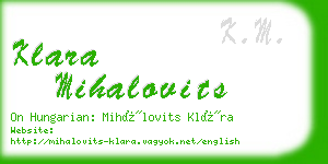 klara mihalovits business card
